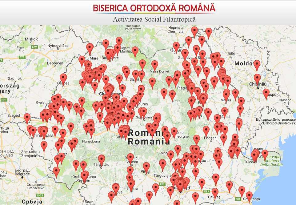 Harta Activități sociale / Patriarhia Română
