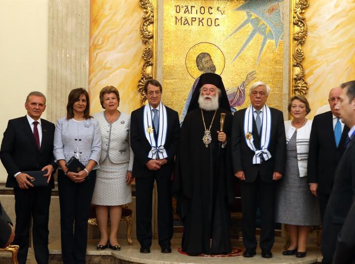 Patriarhul Alexandriei decoreaza presedintii Ciprului si Greciei cu ordinul Sfantul Marcu